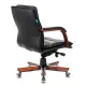 Кресло руководителя Бюрократ T-9927WALNUT-LOW/BL низкая спинка черный кожа крестовина дерево. Фото товара с разных ракурсов.