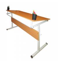 Стол-парта 2-местный, регулируемый угол, 1200х500х520-640 мм, рост 2-4, серый каркас, ЛДСП, бук, Ш-304 (2-4) М